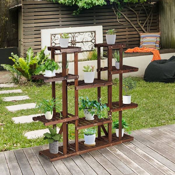 Pflanzenregal Blumenregal Braun - Holzwerkstoff - 25 x 114 x 125 cm