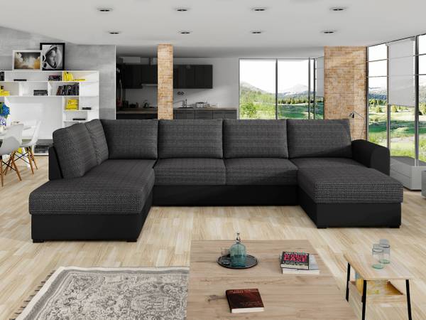 Wohnlandschaft Wilma 1 Anthrazit - Schwarz - Ecke davorstehend links