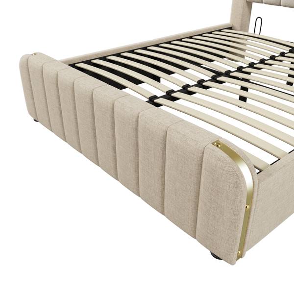 Lit rembourré Zoomusb Ⅱ Beige - Lin - 150 x 102 x 203 cm
