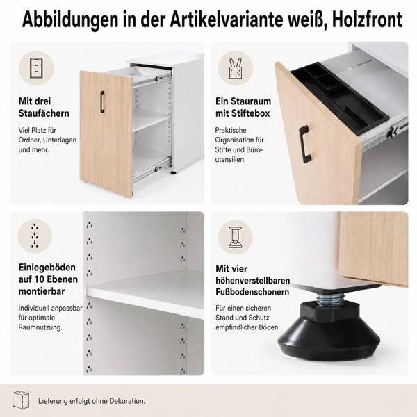 Aktenschrank Q27 Beige - Braun - Dunkelgrau - Grau