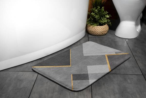 Badteppich Geometrische Muster Grau - Textil - 90 x 60 x 90 cm