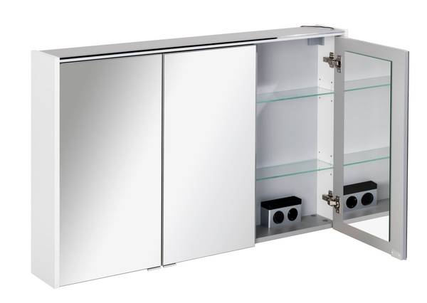 LED Spiegelschrank Denver Badschrank Grau - Holzwerkstoff - 70 x 8 x 121 cm