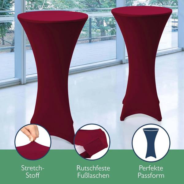 Stehtischhusse Stella 2tlg Rot - Spandex - 80 x 110 x 120 cm