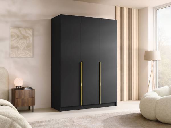 Kleiderschrank Calia I Schwarz - Gold