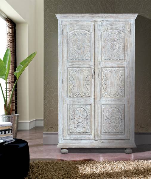 Schrank 6422 Weiß - Massivholz - 60 x 200 x 114 cm