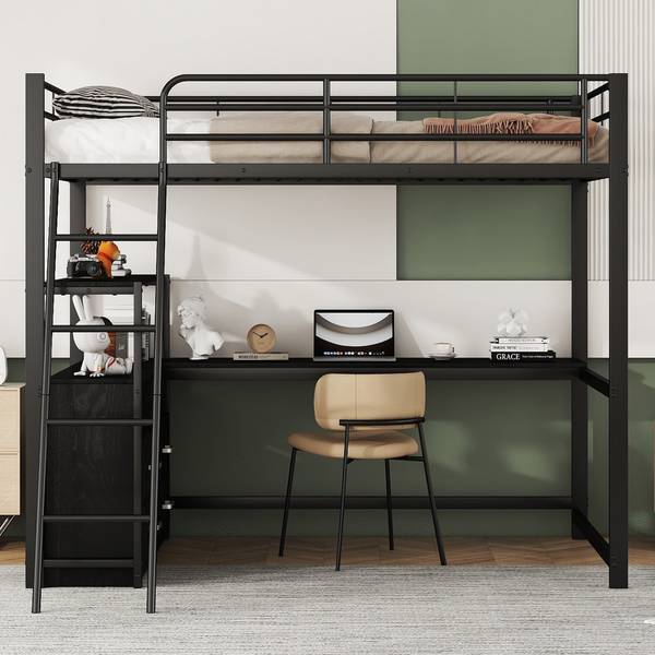 Hochbett BB3715 Schwarz - Metall - 145 x 180 x 204 cm