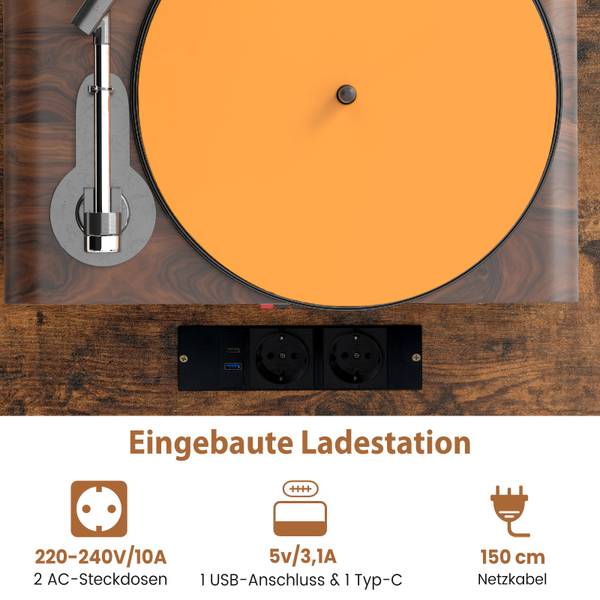 Plattenspielerständer VH34366PQ-ORDE Braun - Holzwerkstoff - 40 x 79 x 80 cm