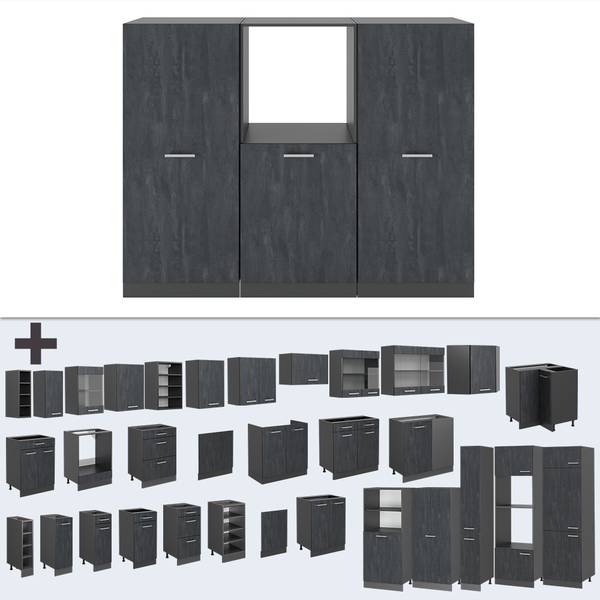 Küchenblock R-Line 53284 Grau - Chrom - 180 x 143 x 46 cm