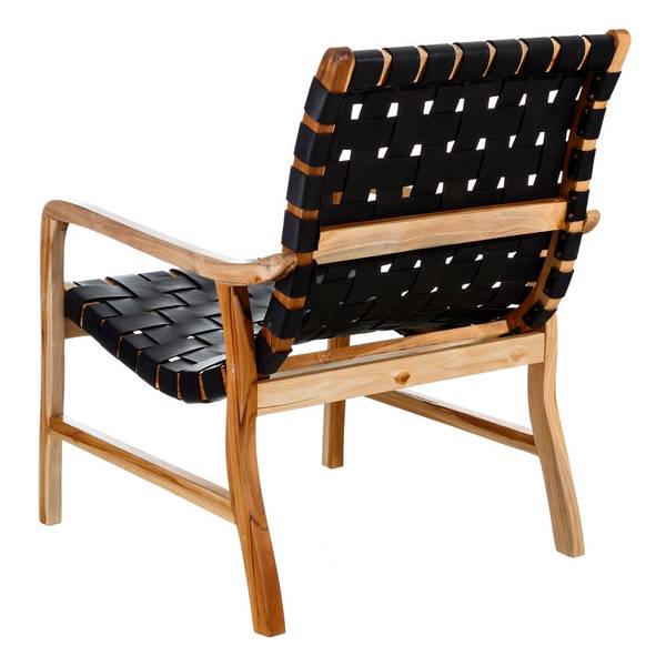 Schwarzer Ledersessel Schwarz - Massivholz - 71 x 90 x 66 cm
