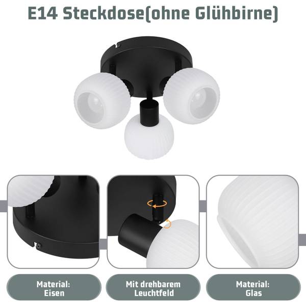 Deckenlampe Liian 3-flammig Schwarz