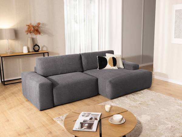Ecksofa Lennon mit Hocker Graphit - Ecke davorstehend rechts