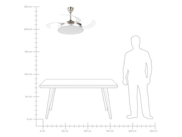 Deckenventilator mit Licht IBAR Silber - Weiß - Textil - 50 x 55 x 50 cm