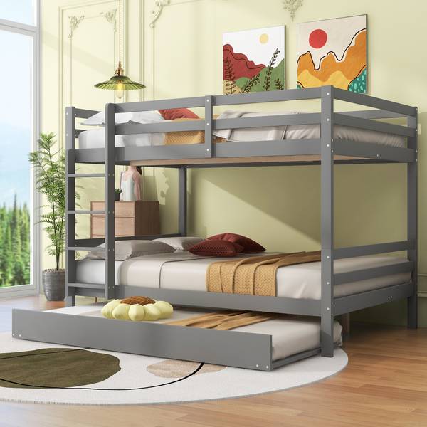 Etagenbett-O28114 Grau - Massivholz - 150 x 150 x 205 cm