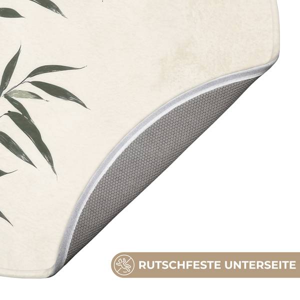 Tapis de Toilette Bambou Beige - Microfibre - 70 x 70 x 1 cm