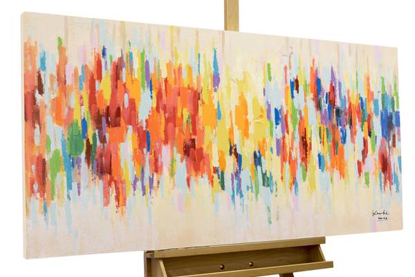 Acrylbild Handgemalt Nonfigurativ Vab Baumwollstoff - 120 x 60 x 4 cm