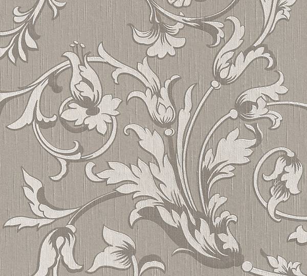 Vliestapete 4102 floral Struktur Design Beige - Grau