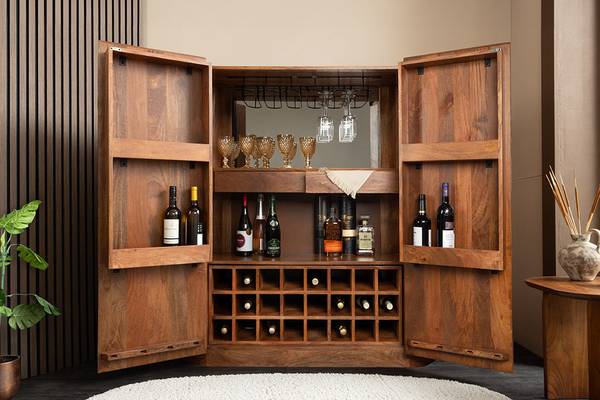 Barschrank ADLON Braun - Mango - 138 x 141 x 42 cm