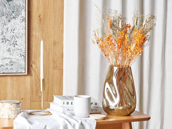 Trockenblumenstrauß CERCEDILLA Blau - Braun - Orange - Naturfaser - 15 x 65 x 8 cm