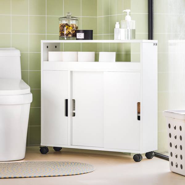 Armoire Salle de Bain BZR02-W Blanc - Bois manufacturé - 70 x 71 x 20 cm