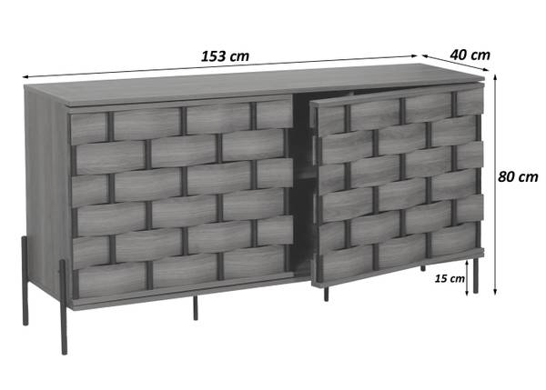 Sideboard Annetta Braun - Holzwerkstoff - Metall - 153 x 80 x 40 cm