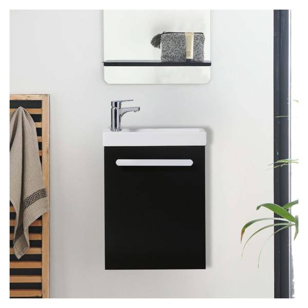 Handwaschstation-Set NEVADA Schwarz - Holzwerkstoff - 41 x 53 x 21 cm
