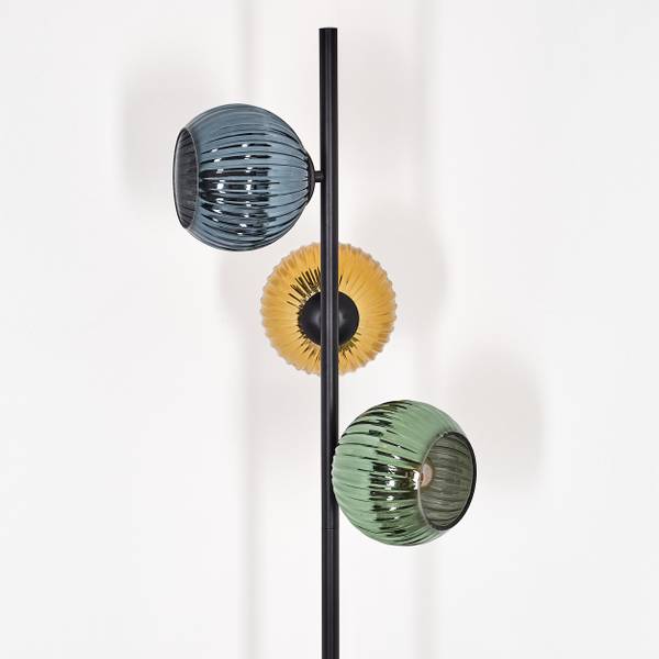 Stehlampe Cesaro Blau - Gold - Grün - Aluminium - Klarglas - 36 x 160 x 31 cm