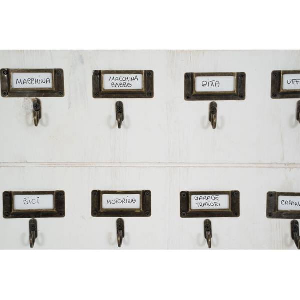 Schlüsselbrett 16KEYS Weiß - Massivholz - 5 x 47 x 35 cm