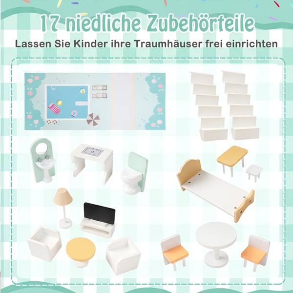 Puppenhaus TM10200GN Grün - Holzwerkstoff - 74 x 120 x 34 cm