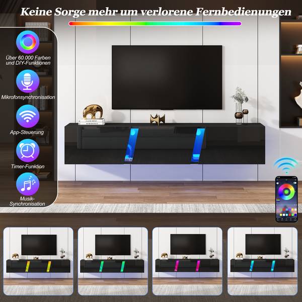 TV-meubel Ourea Ⅵ zwart - plaatmateriaal op houtbasis - 35 x 30 x 180 cm
