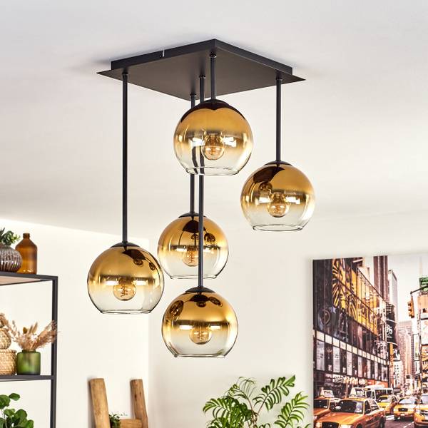 Deckenleuchte Cesaro Gold - Aluminium - Klarglas - 26 x 59 x 26 cm