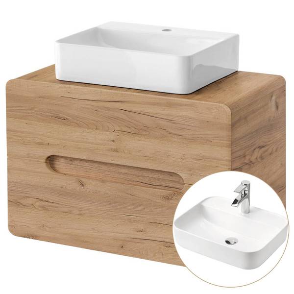 Badmöbel-Set LUTON-56-387 5er-Set Braun - Holzwerkstoff - 180 x 200 x 46 cm