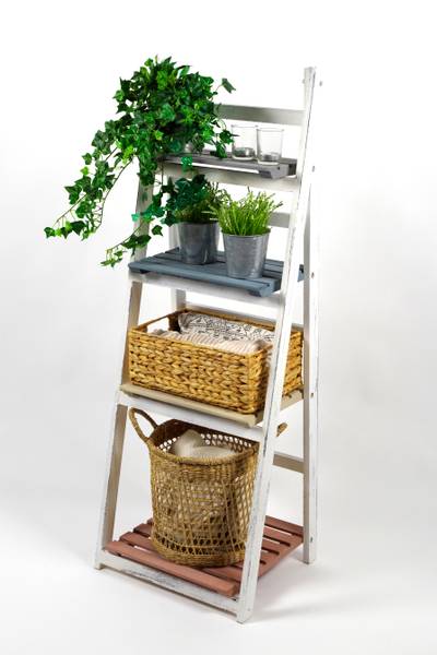 Leiterregal STEP STYLE Weiß - Holzwerkstoff - 34 x 112 x 41 cm