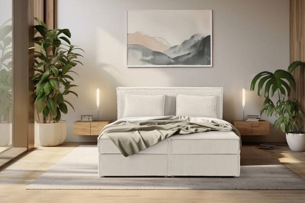 Boxspring ROTI ecru - Ligoppervlak breedte: 140 cm