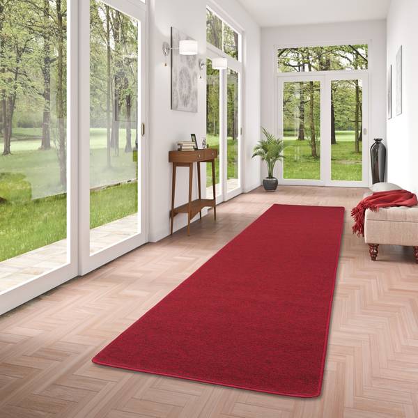 Velour Läufer Teppich Strong Rot - 100 x 300 cm