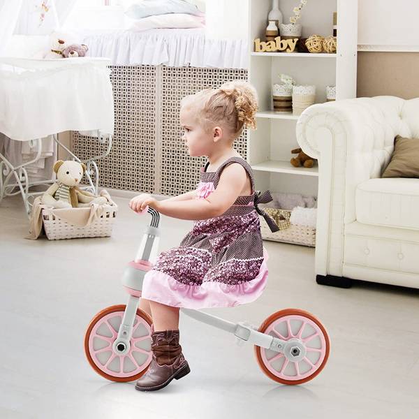 4 in 1 Kinder Dreirad + Laufrad Pink - Kunststoff - 72 x 101 x 37 cm