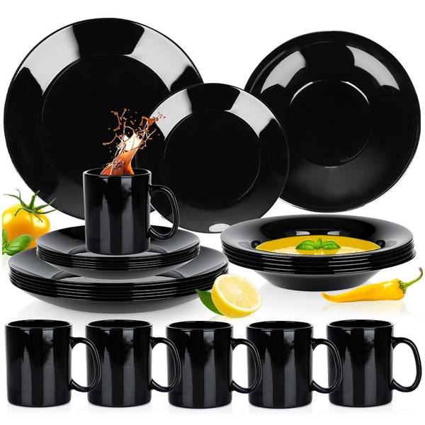 Tafelservice 24-tlg. Set SET632 Schwarz - Glas
