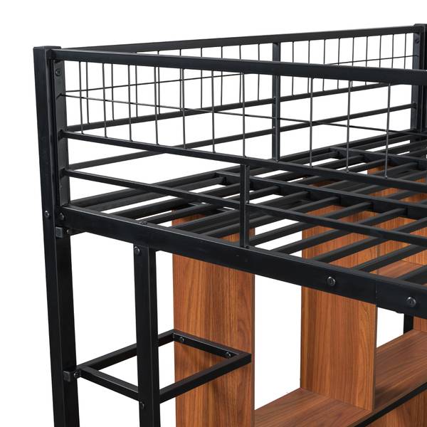 Multifunktionales Hochbett-BB1056 Schwarz - Metall - 184 x 170 x 208 cm