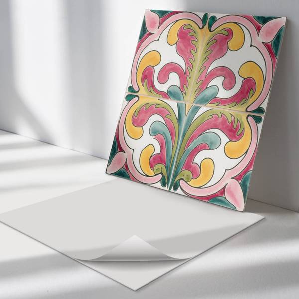 Fliesen Wellenflora Stil 4er Set 50 x 50 cm