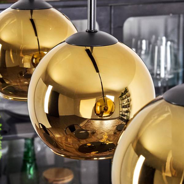 Pendelleuchte Cesaro Gold - Aluminium - Klarglas - 10 x 148 x 92 cm
