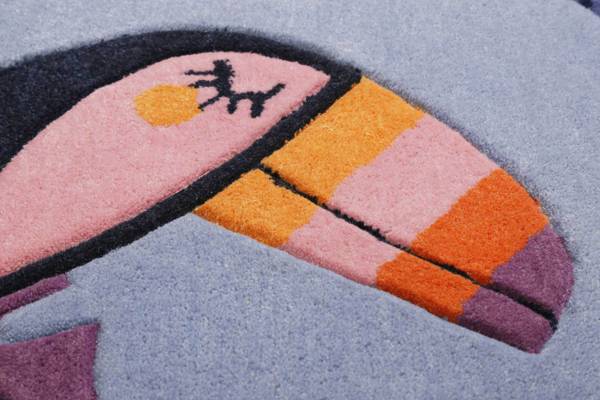 Kinderteppich E-Toucan Blau - Polyester - 100 x 2 x 100 cm