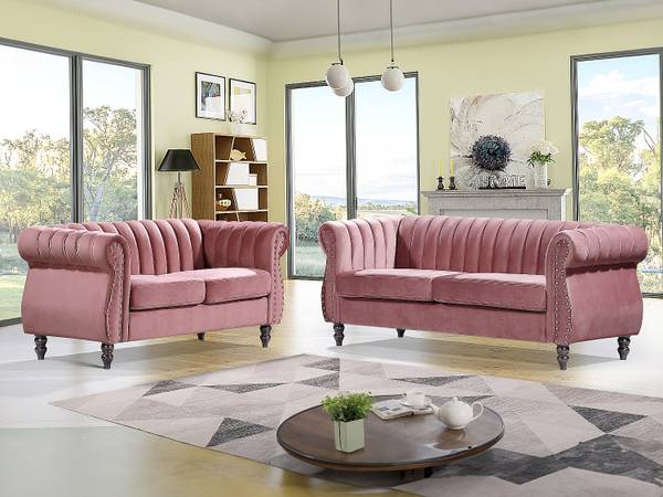 Couchgarnitur TRUMBO 2er-Set Pink - Textil - 150 x 77 x 78 cm