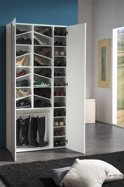 Schuhschrank Simone Weiß - Holzwerkstoff - 33 x 190 x 91 cm
