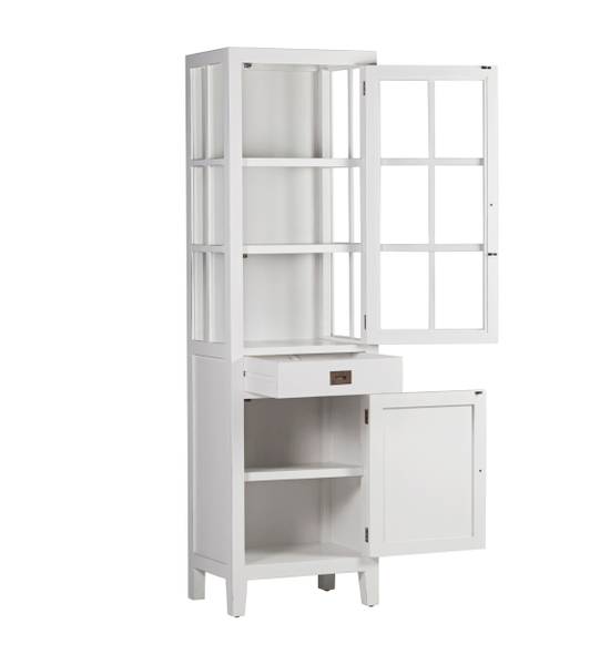  VITRINE AUS WEISSEM HOLZ 55 X 40 X 190 Weiß - Holz teilmassiv - 55 x 190 x 40 cm