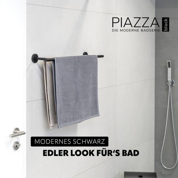 Badetuchstange Piazza inkl. Klebe Set Schwarz