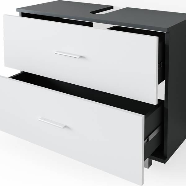 Waschbeckenunterschrank Ilias 34587 Anthrazit - Weiß