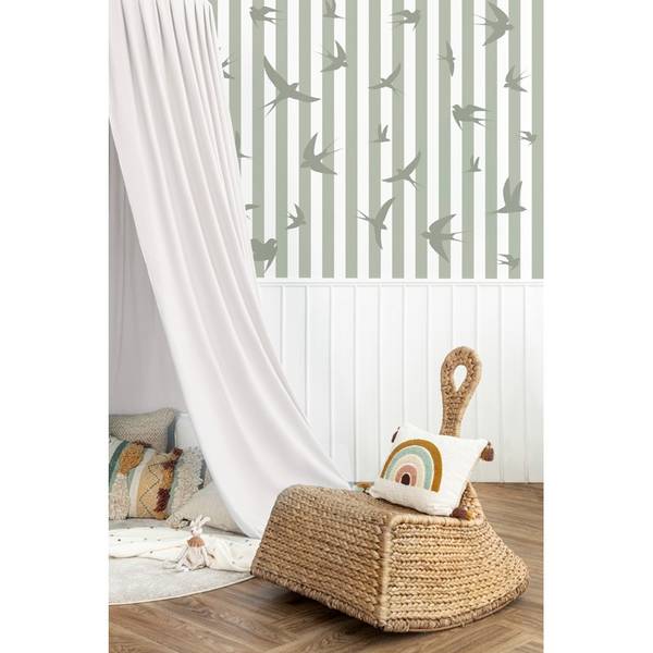 Vliestapete Panorama Envolée - Vögel Grün - Papier - 144 x 270 x 0 cm