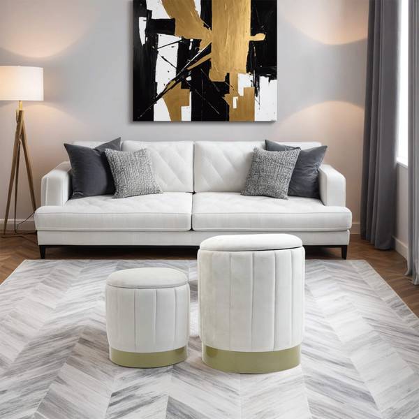 Poef Okome (Set van 2) wit