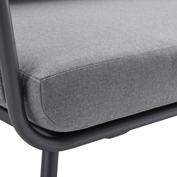 Dining-Loungeset CAMILLA Grau - Glas - Metall - Textil - 203 x 252 cm
