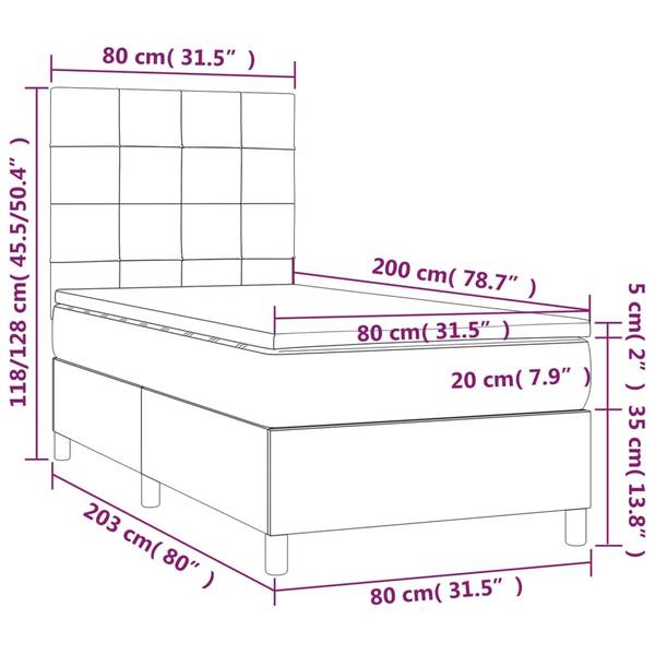 Boxspringbett 3017292 Blau - 80 x 203 cm