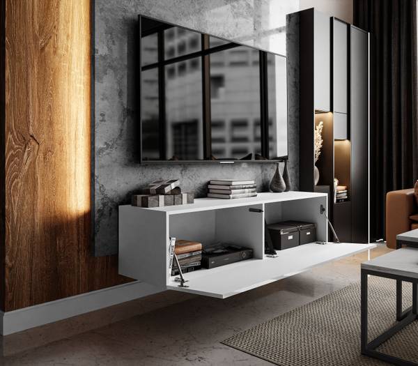 TV-Schrank 150 COLGANTE Weiß - Holzwerkstoff - 150 x 36 x 40 cm